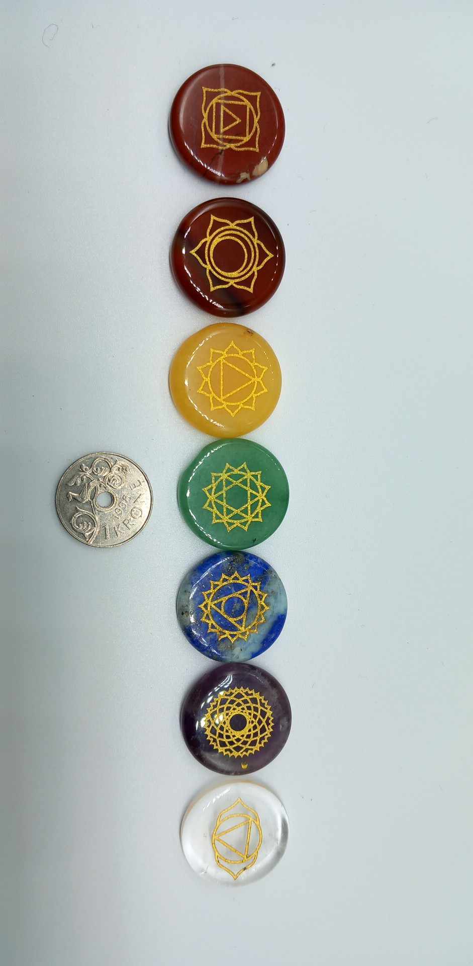 Chakrasett runde flate steiner