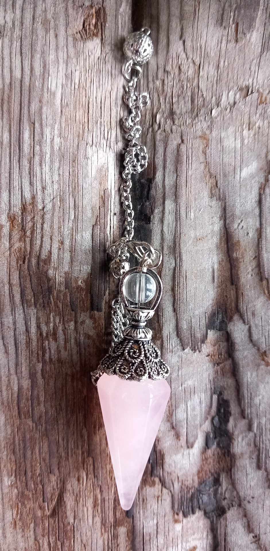 Rosenkvarts sekskantet spiss pendulums