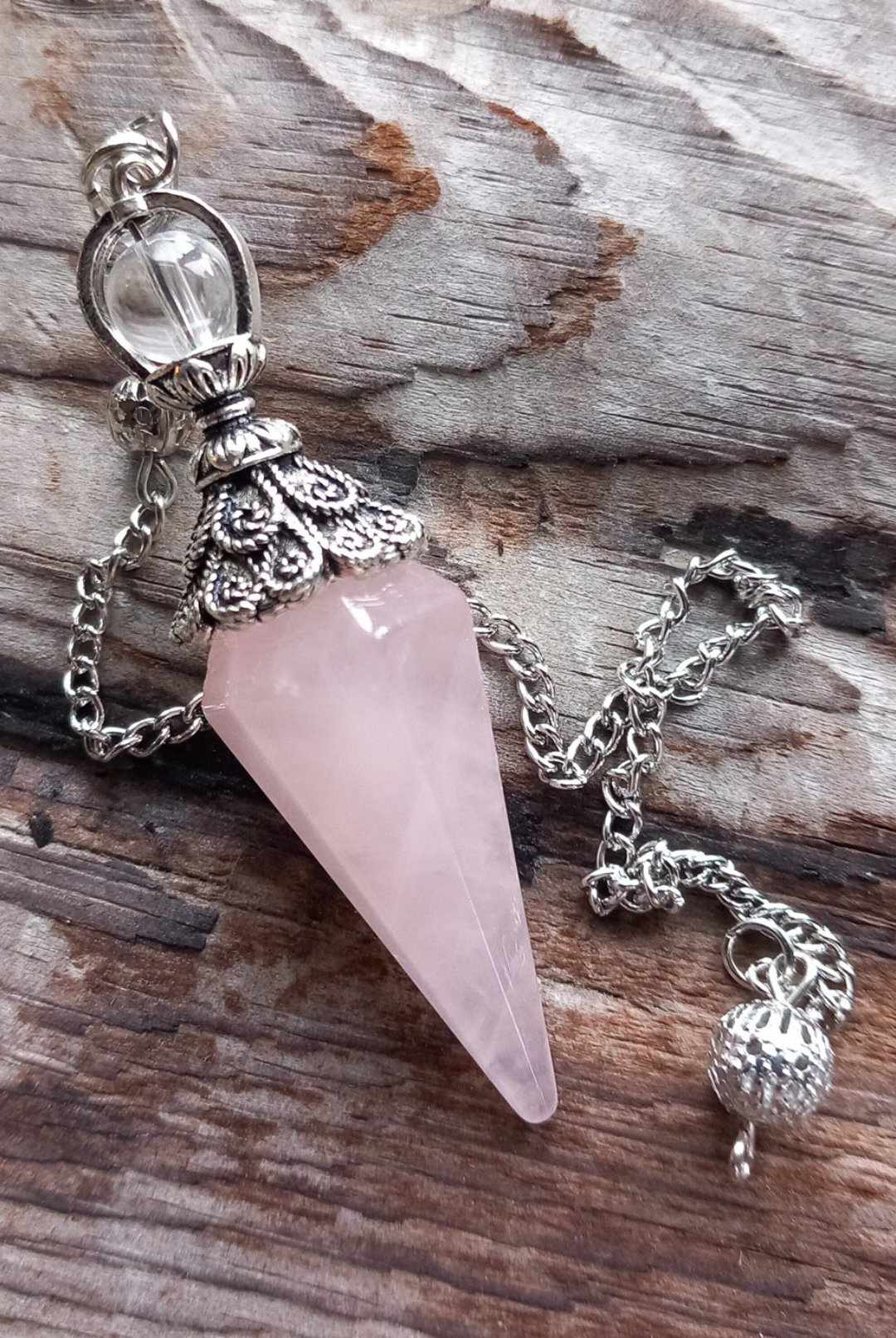 Rosenkvarts sekskantet spiss pendulums