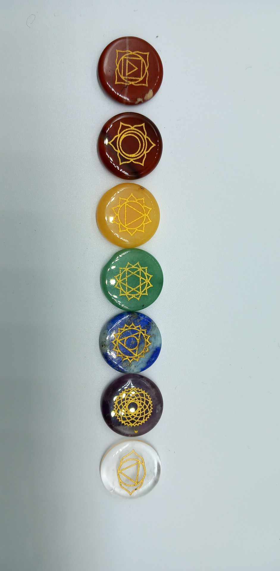 Chakrasett runde flate steiner