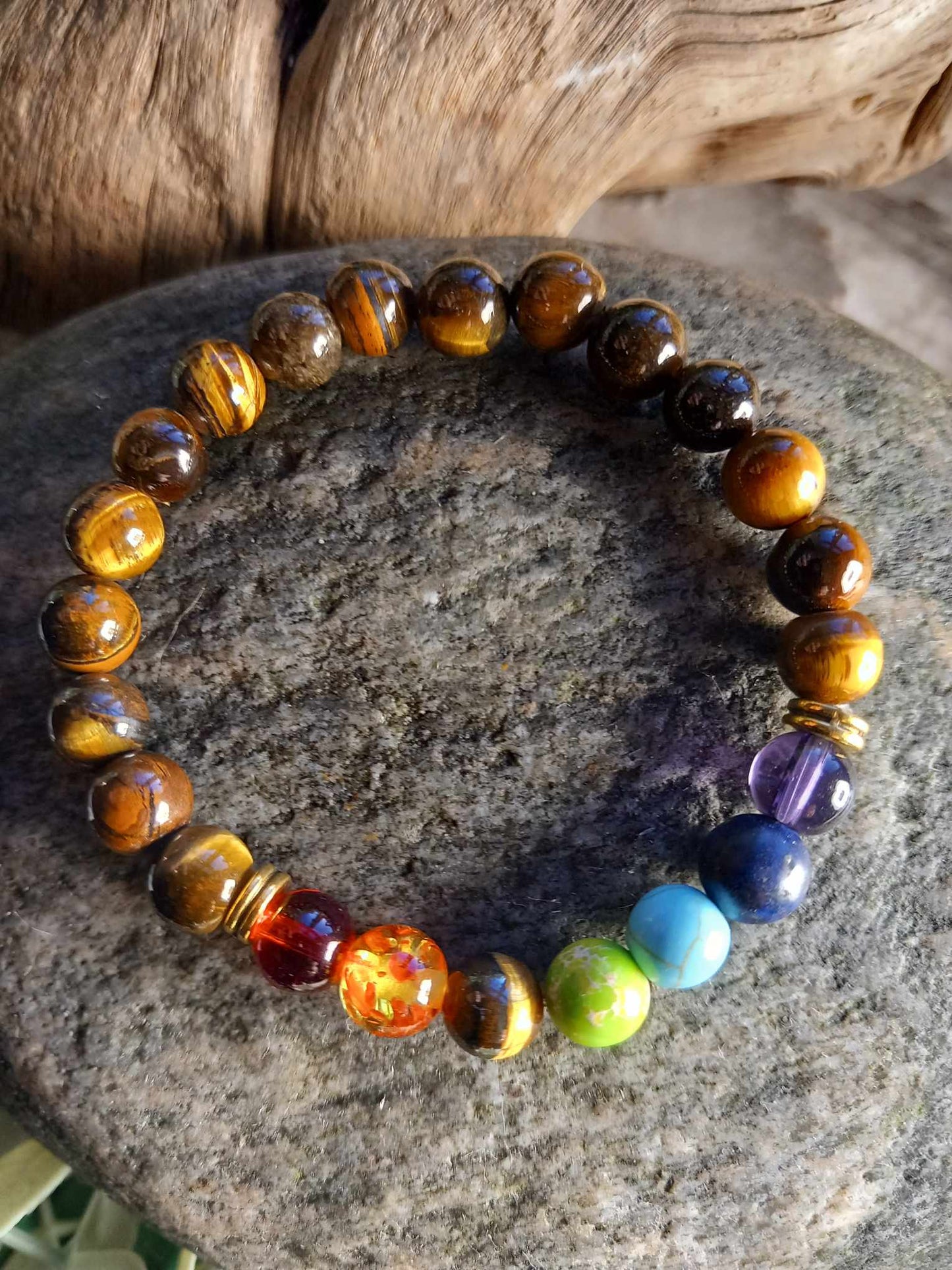 Tigerøye med chakra steiner