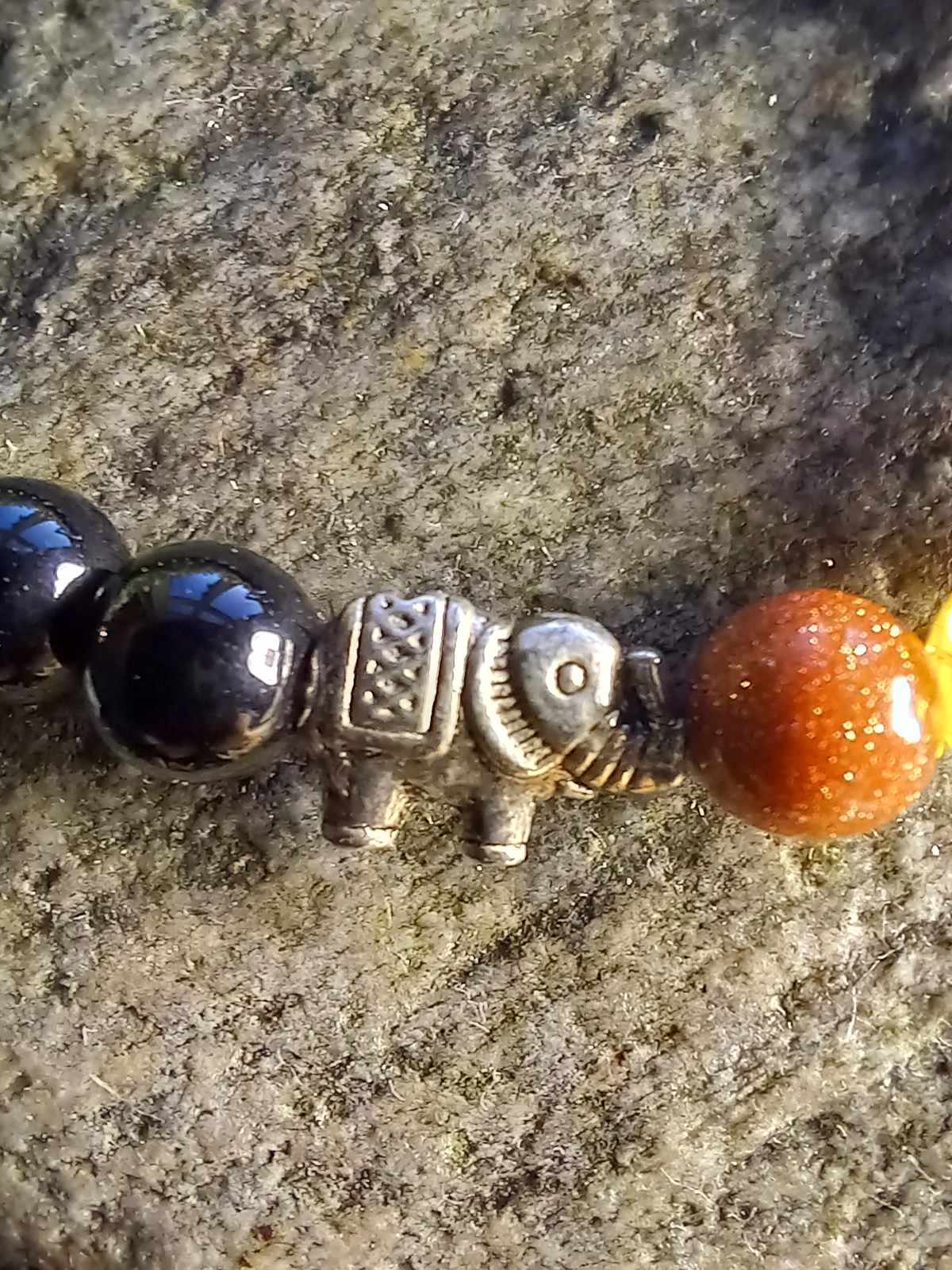 Agate Sort m/mix chakra armbånd