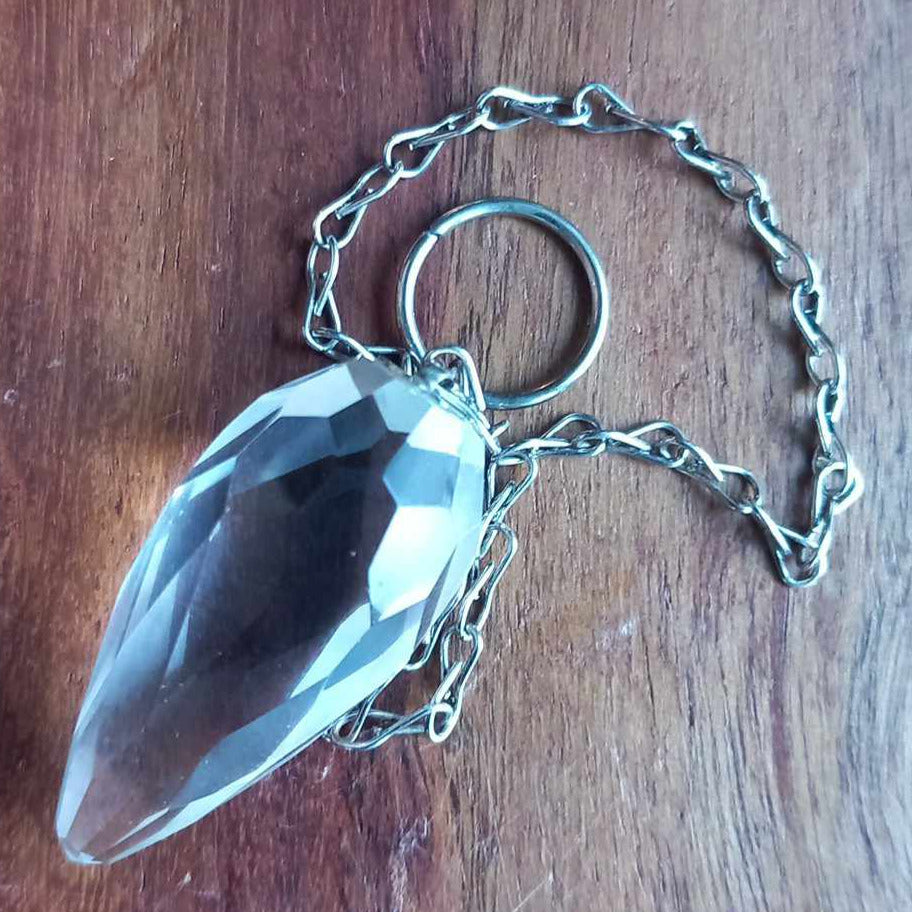 Pendulum i fasettslipt Kvarts / Rock crystal