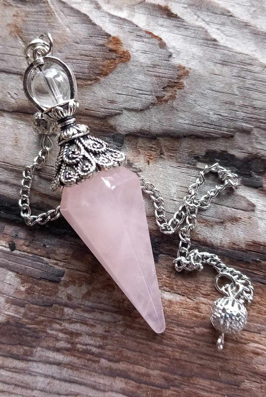 Rosenkvarts sekskantet spiss pendulums