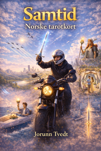 Samtid. Norske tarotkort, moderne tarotkort med norsk tekst.
