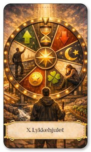 Samtid. Norske tarotkort, moderne tarotkort med norsk tekst.
