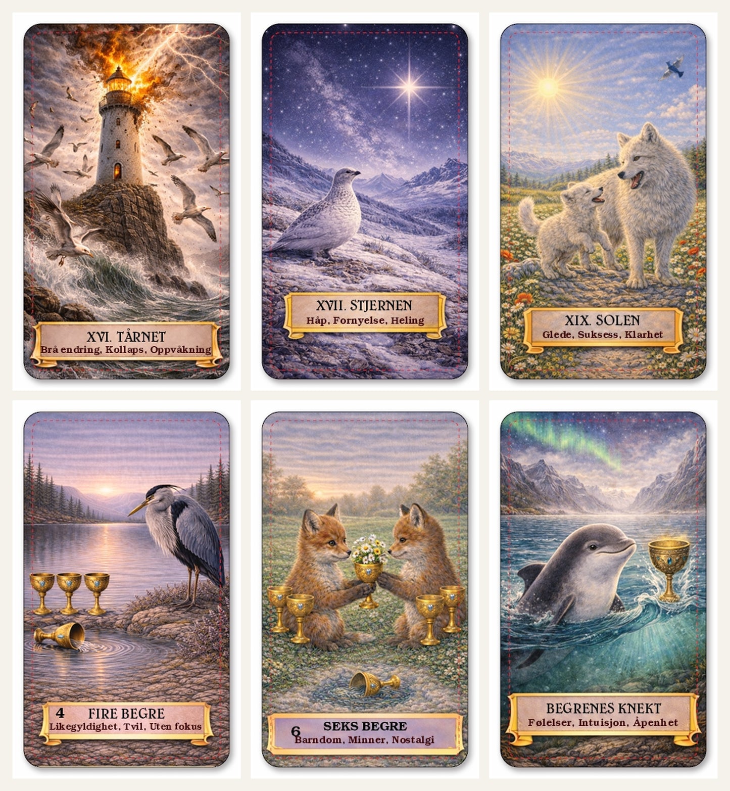 Dyrenes tarot. Norske tarotkort med norsk tekst.