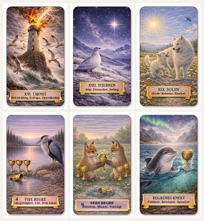 Dyrenes tarot. Norske tarotkort med norsk tekst.