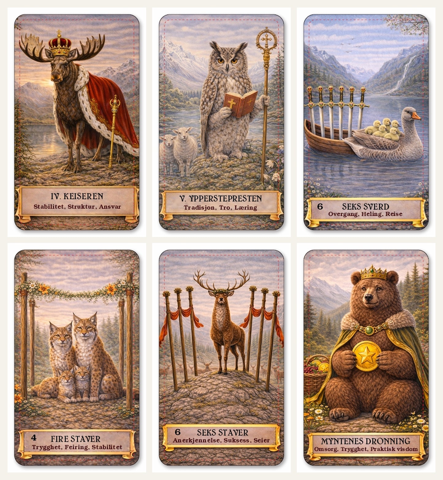 Dyrenes tarot. Norske tarotkort med norsk tekst.