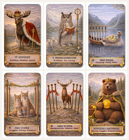 Dyrenes tarot. Norske tarotkort med norsk tekst.