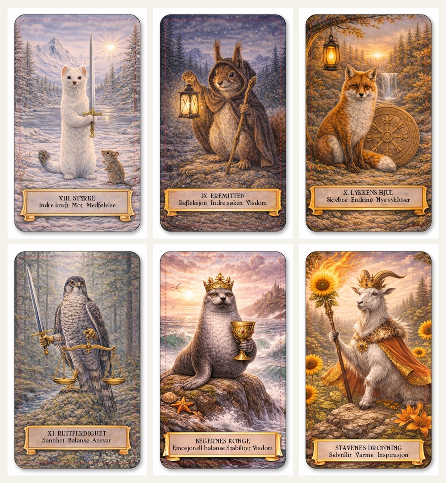 Dyrenes tarot. Norske tarotkort med norsk tekst.